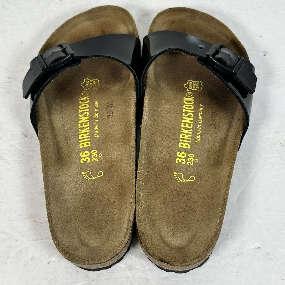 BIRKENSTOCK MADRID SANDALS- PATENT BLACK, SIZE EU 36 USL 5 USM 3 UK 3.5 - Picture 3 of 7